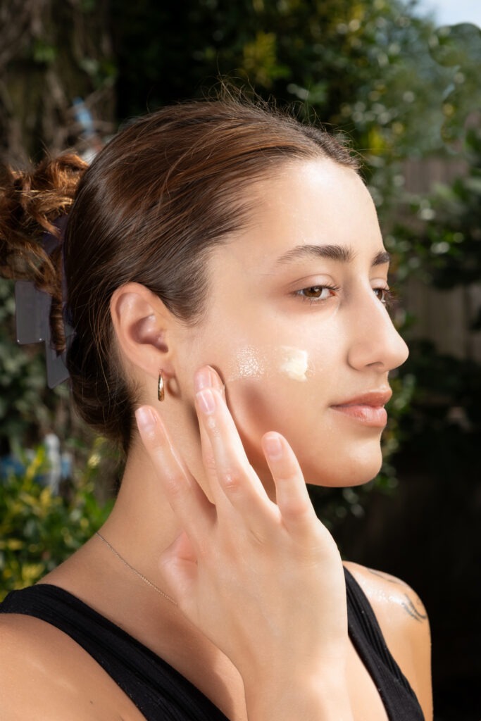 Skin care application photography