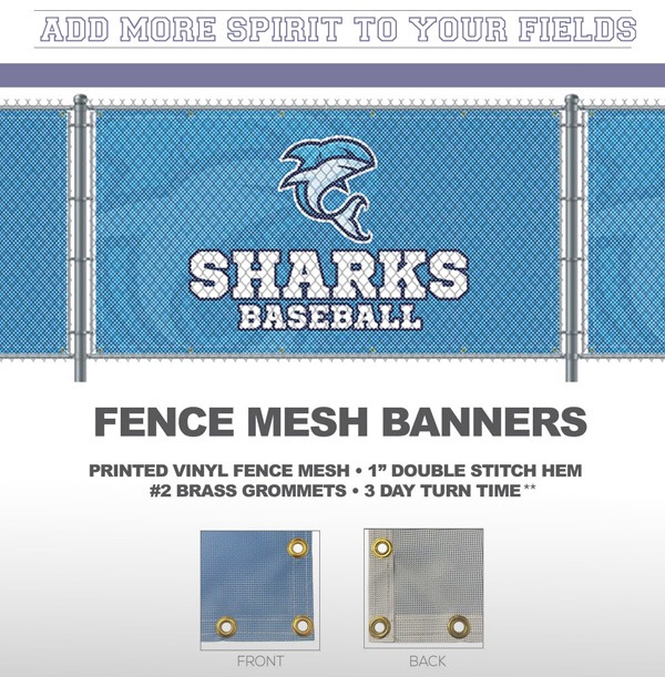 Fence mesh banners for sports fields