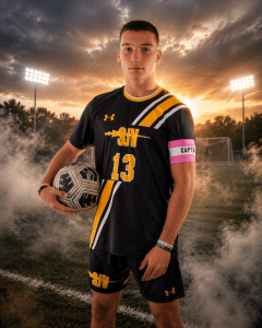 Captain of the field soccer at sunset Sports portrait