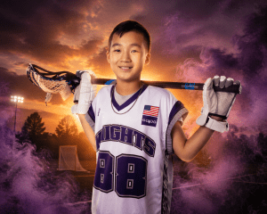 Confident Knight with Sunset Lacrosse